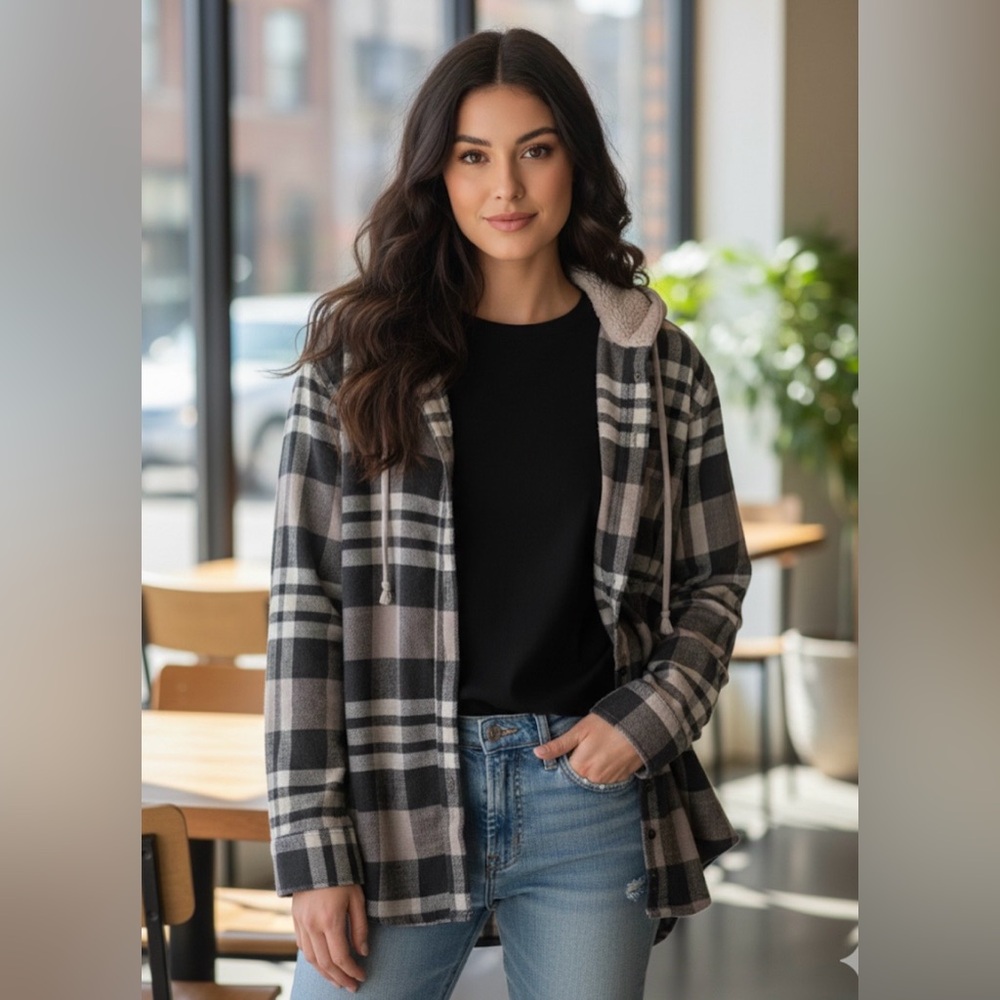 American Eagle Outfitters Women's Hooded Flannel - Size Large - Picture 10 of 10